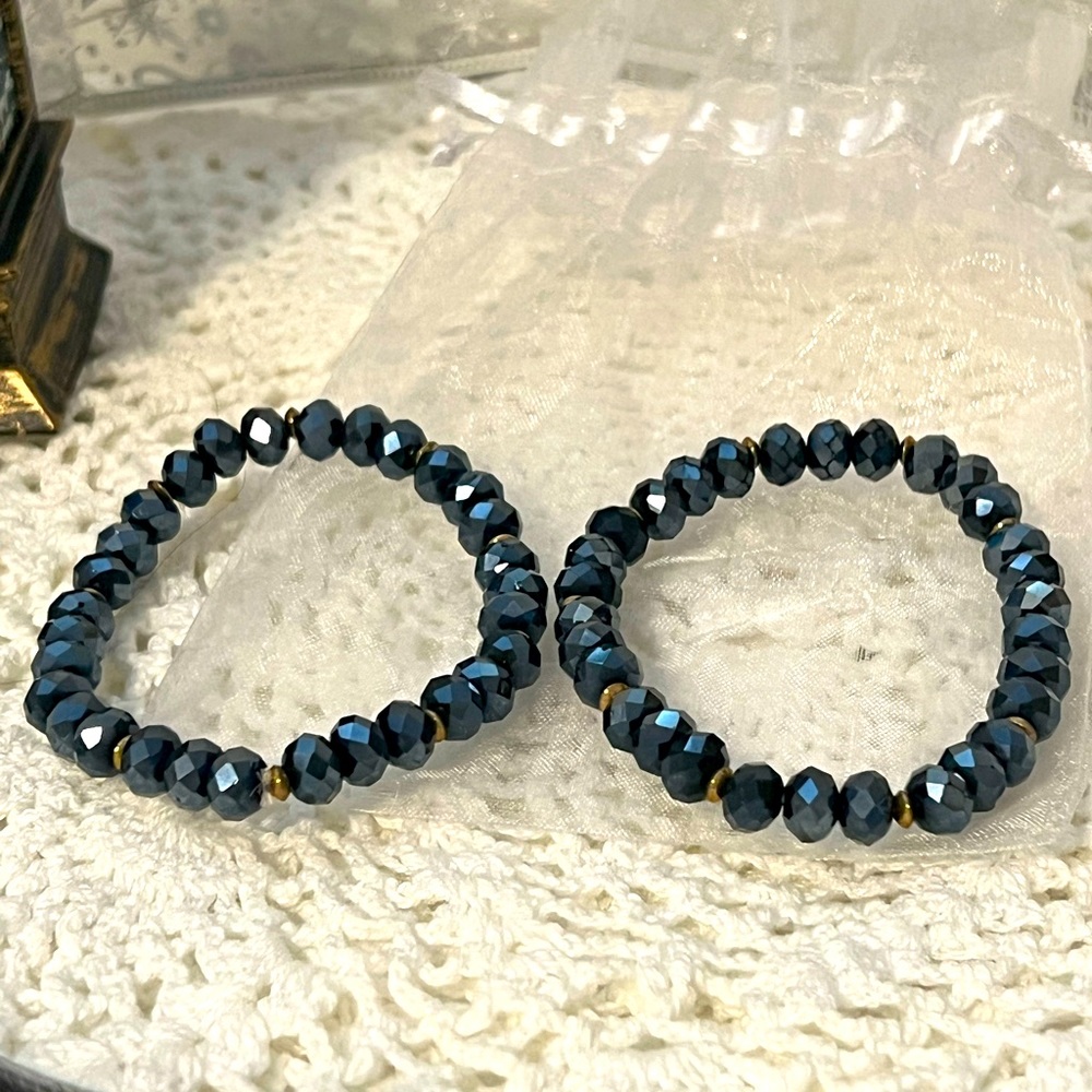 New Blue Swarovski Crystal bracelets-set of 2
